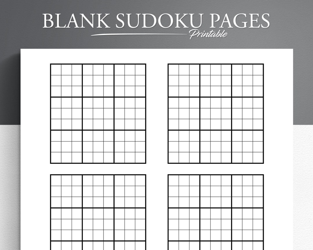 Blank Sudoku Pages Printable Blank Sudoku Sudoku Grid Sudoku Game Sheets Etsy UK