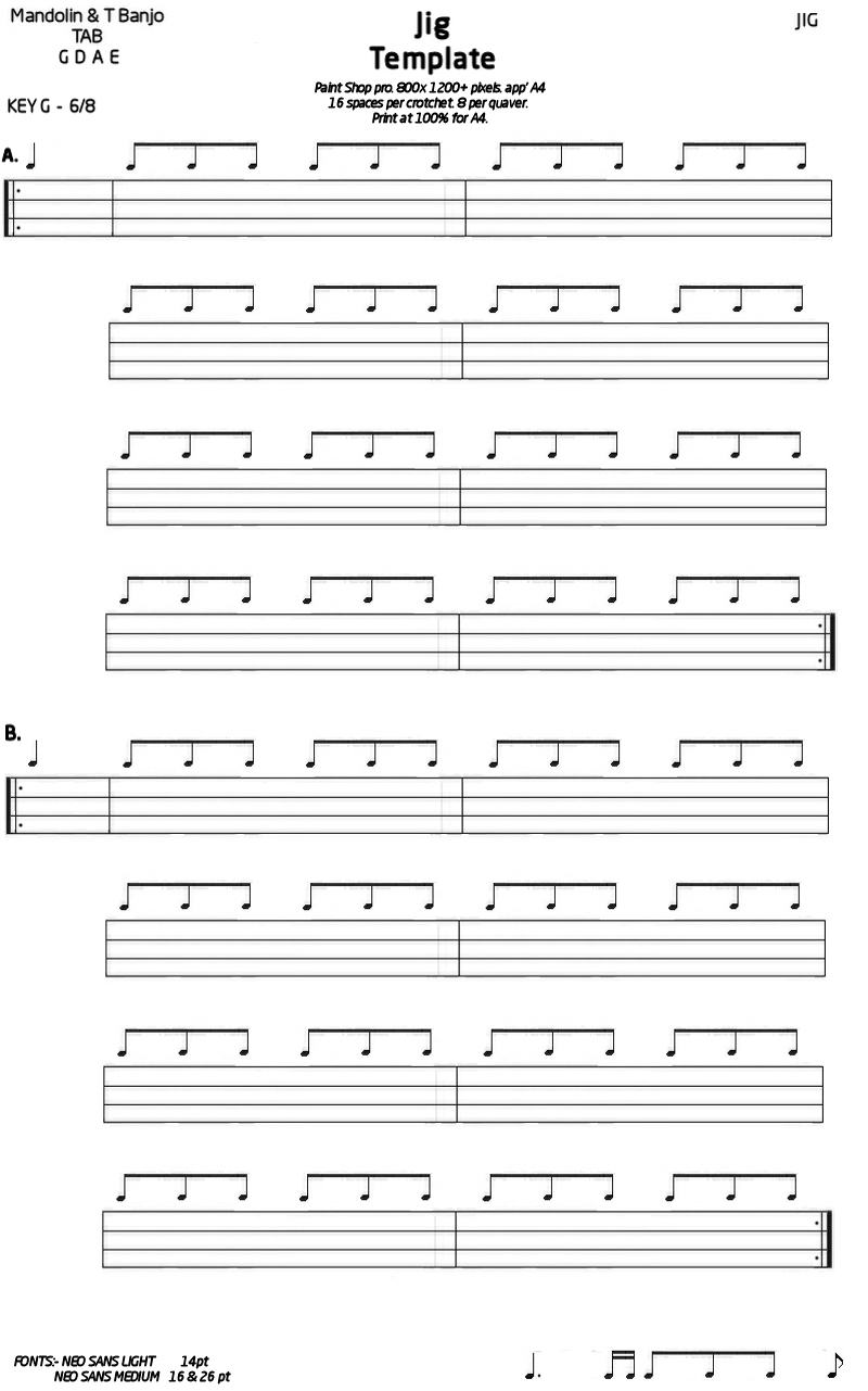 Blank TAB Templates Mandolin GDAE TAB 200 Tunes So Far 