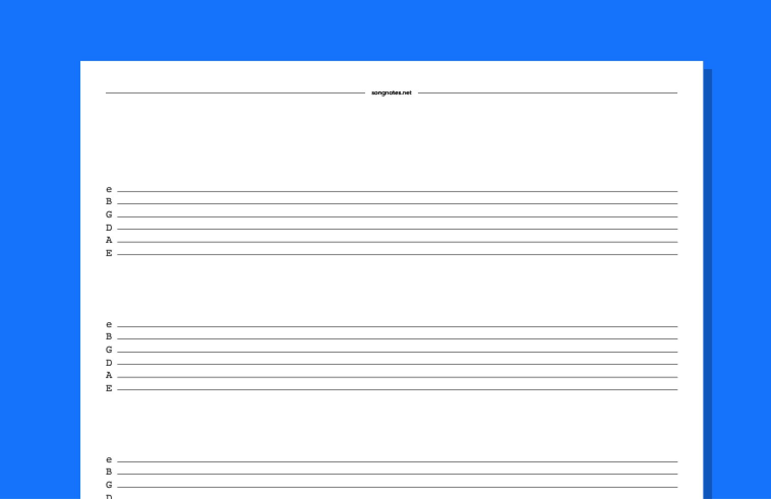 Blank Bass Tab Printable Free