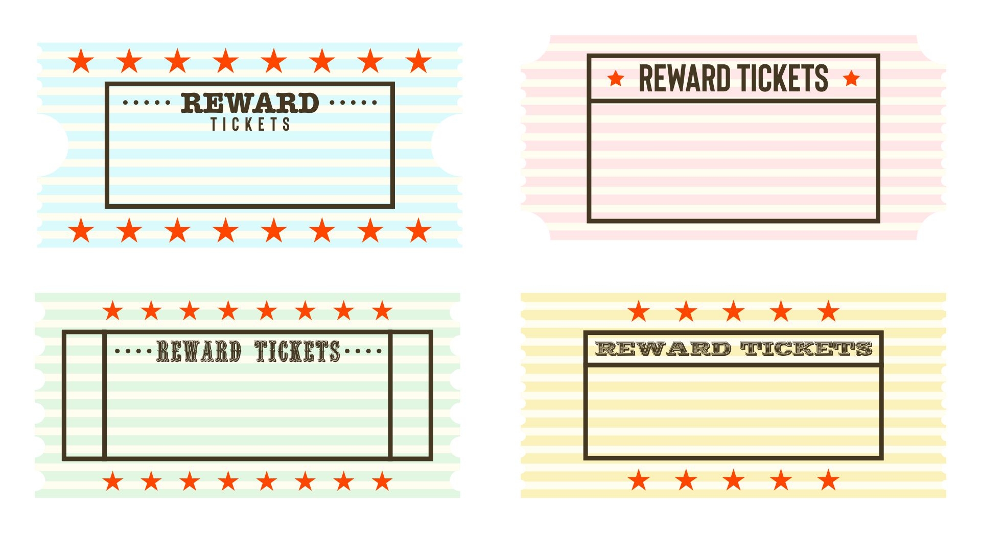 Blank Free Printable Reward Tickets