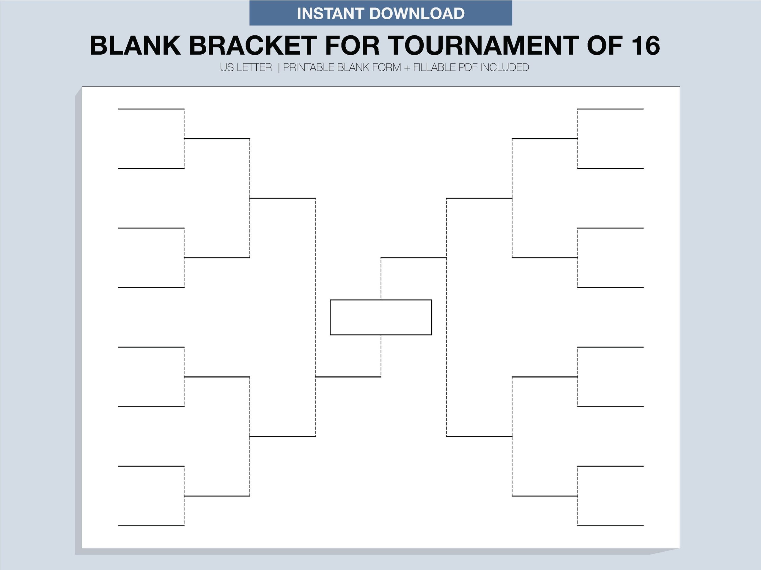 Blank Tournament Bracket Printable Fillable PDF Single Elimination Etsy