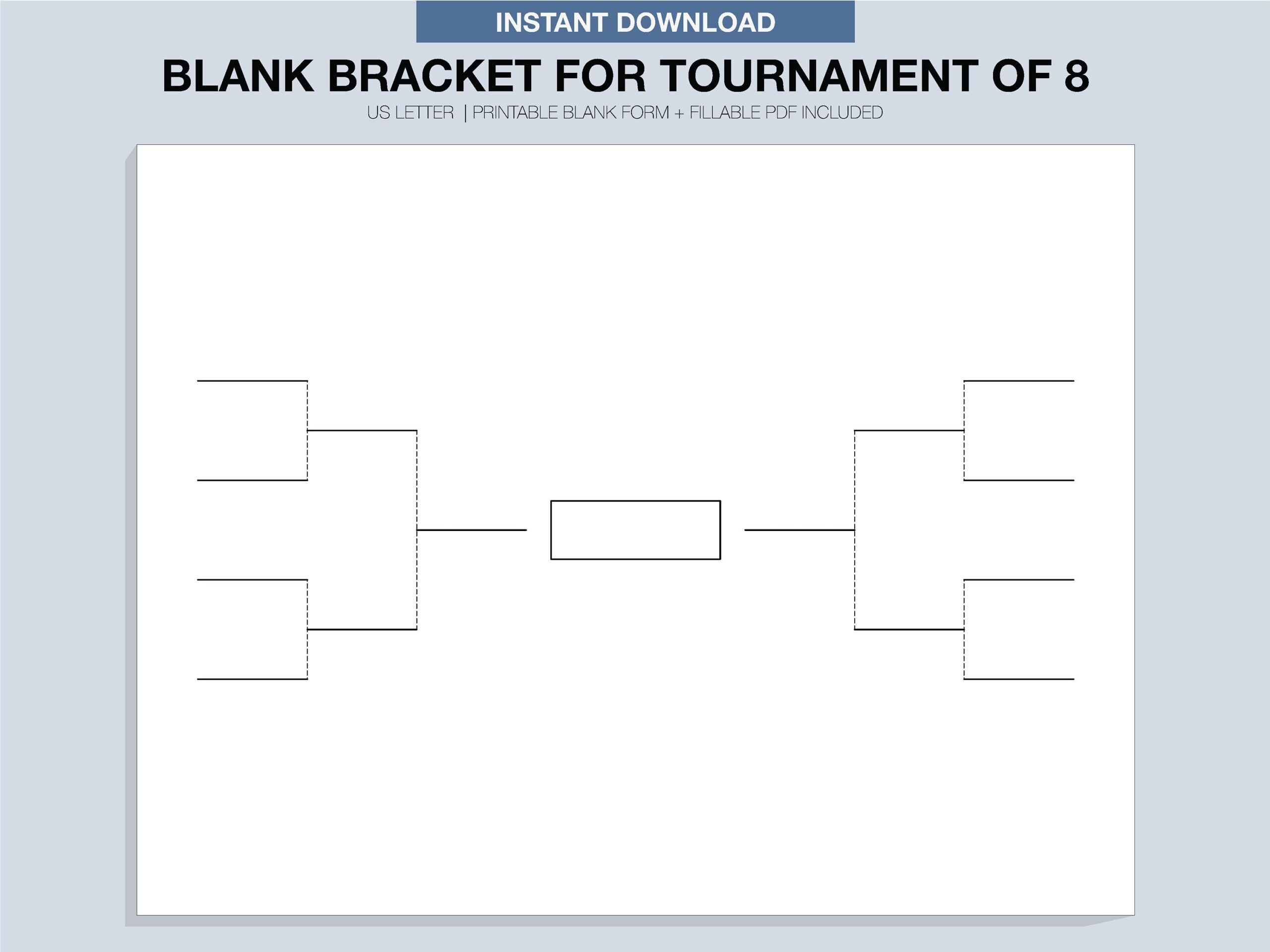 Blank Tournament Bracket Printable Fillable PDF Single Elimination Etsy