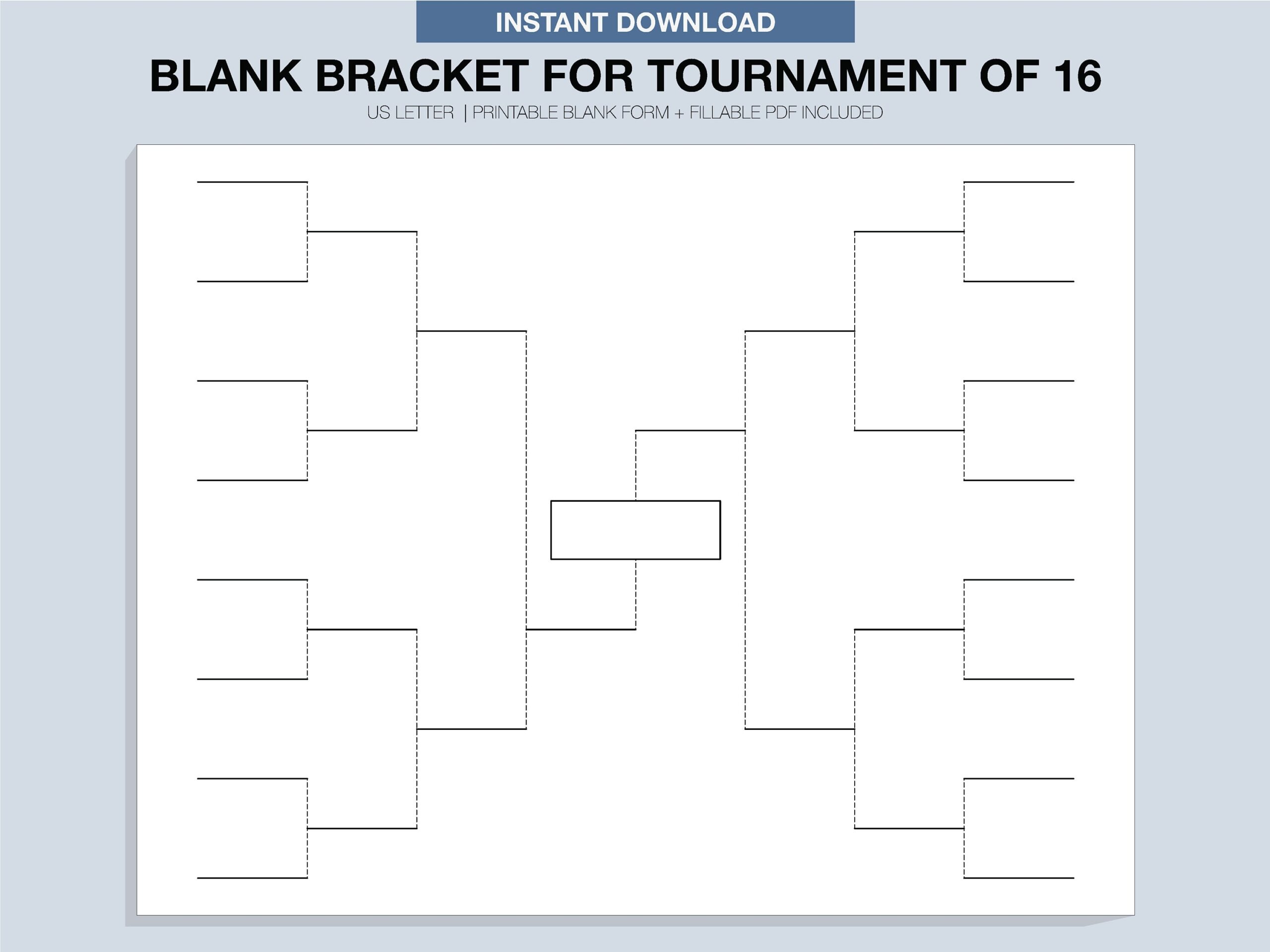 Blank Tournament Bracket Printable Fillable PDF Single Elimination Etsy