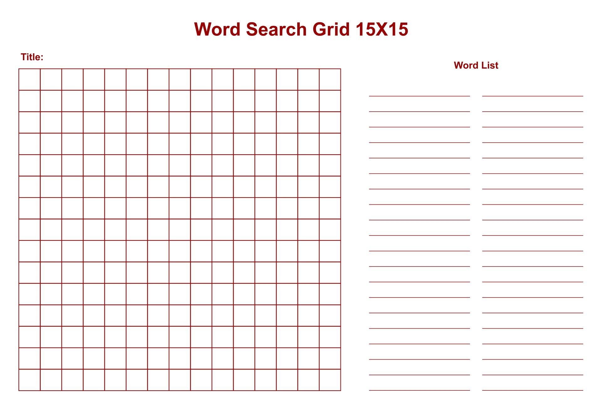 Free Blank Printable Word Searches