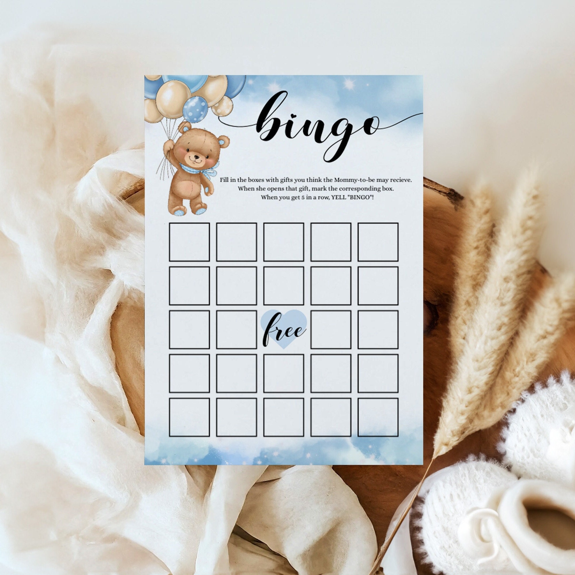 Blue Bear Baby Shower Bingo Cards sweet U0026 Whimsical Bingo Game Set 