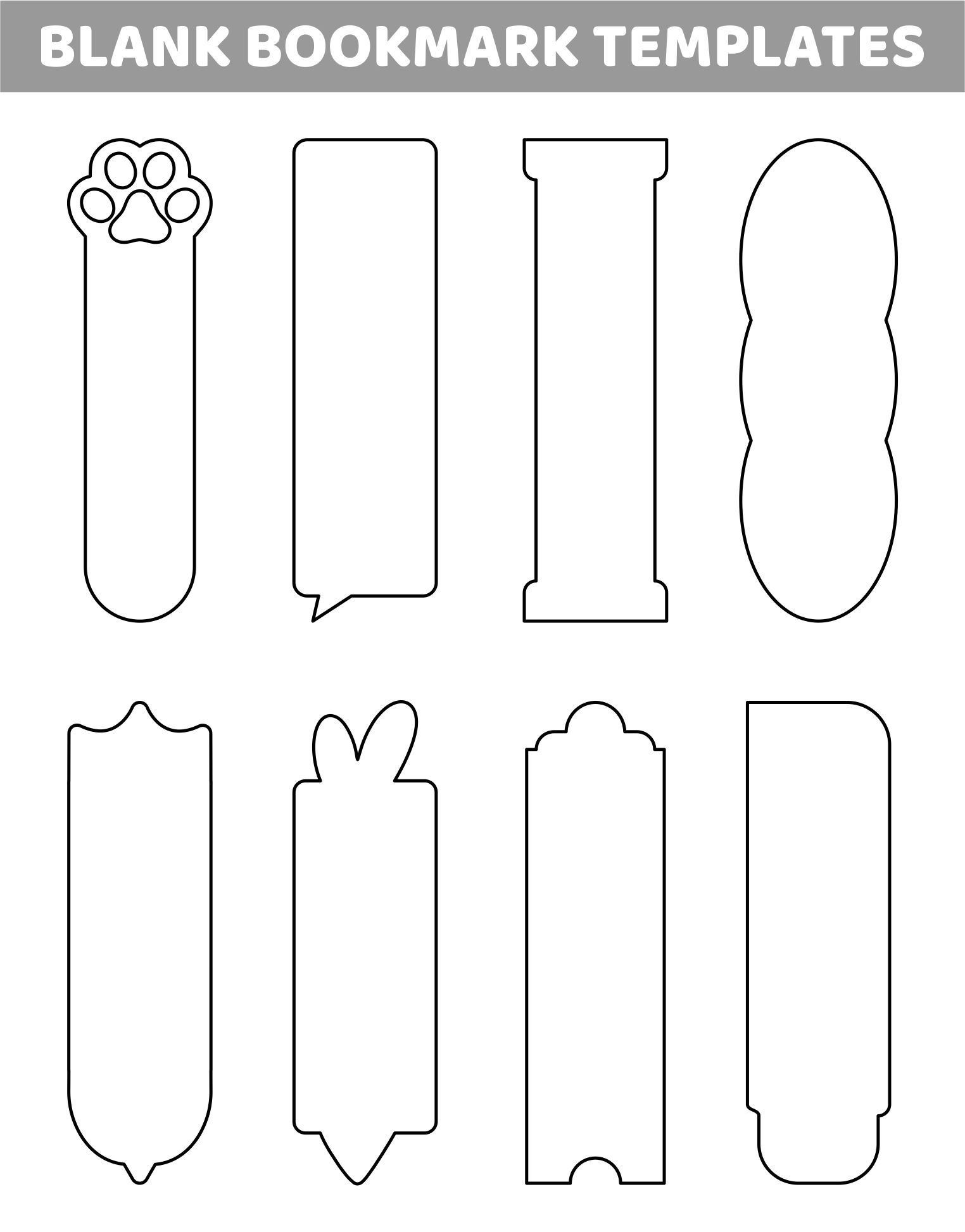 Blank Bookmark Template Free Printable