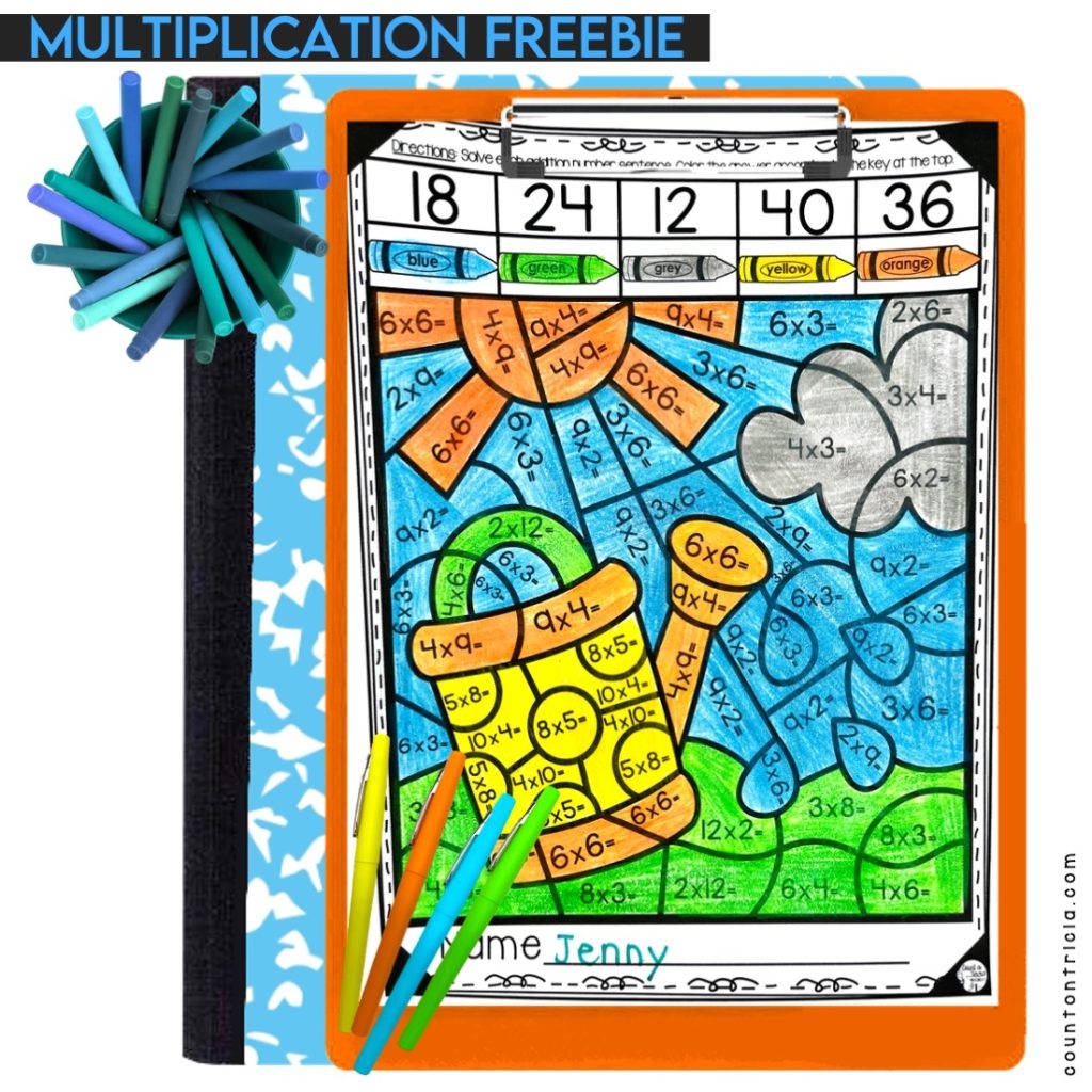 Boost Math Skills With Fun And Free Spring Multiplication Color By Number Worksheets Count On Tricia