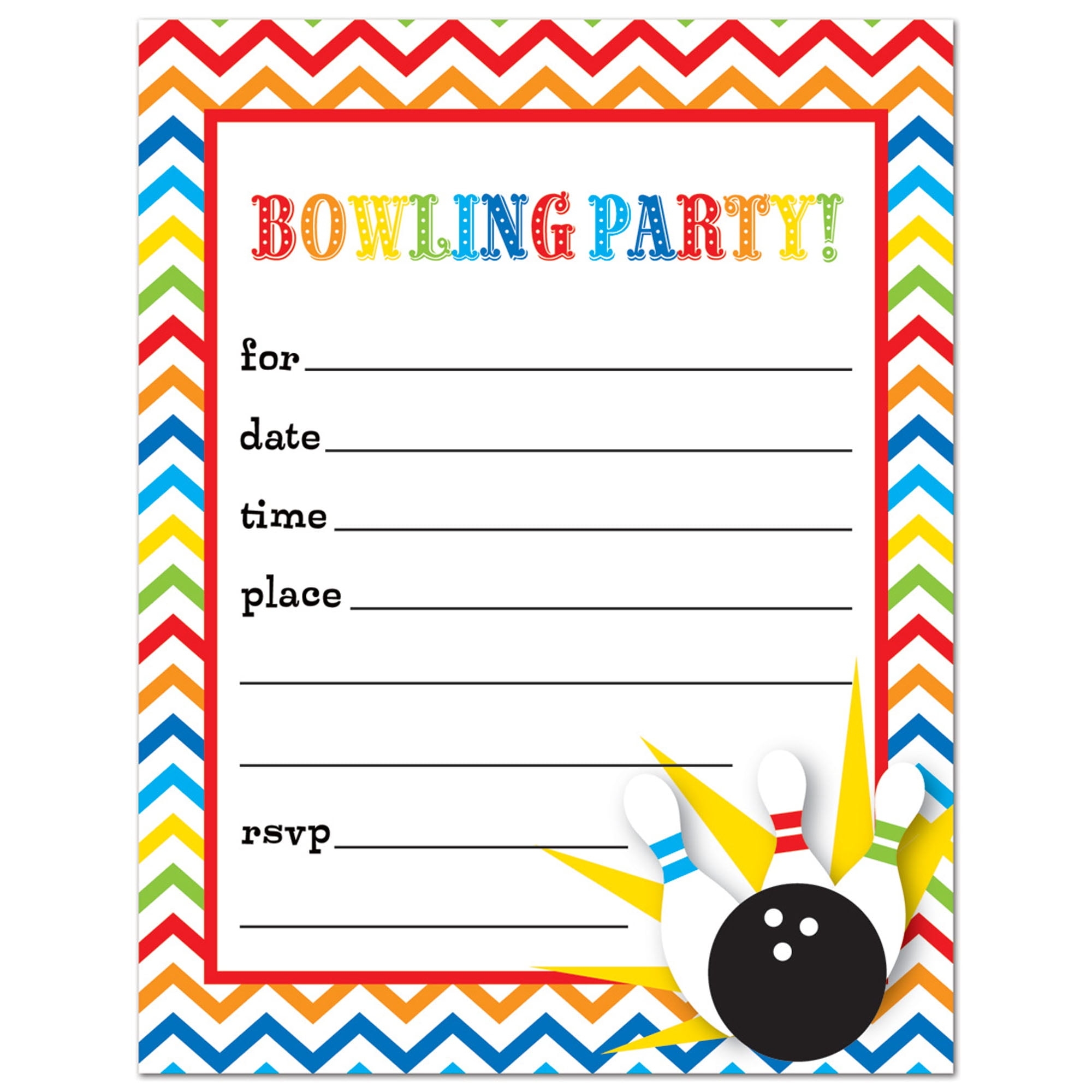 Blank Free Printable Bowling Party Invitations