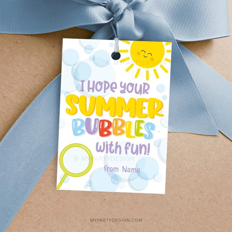 Bubbles With Fun End Of School Gift Tag My Party Design