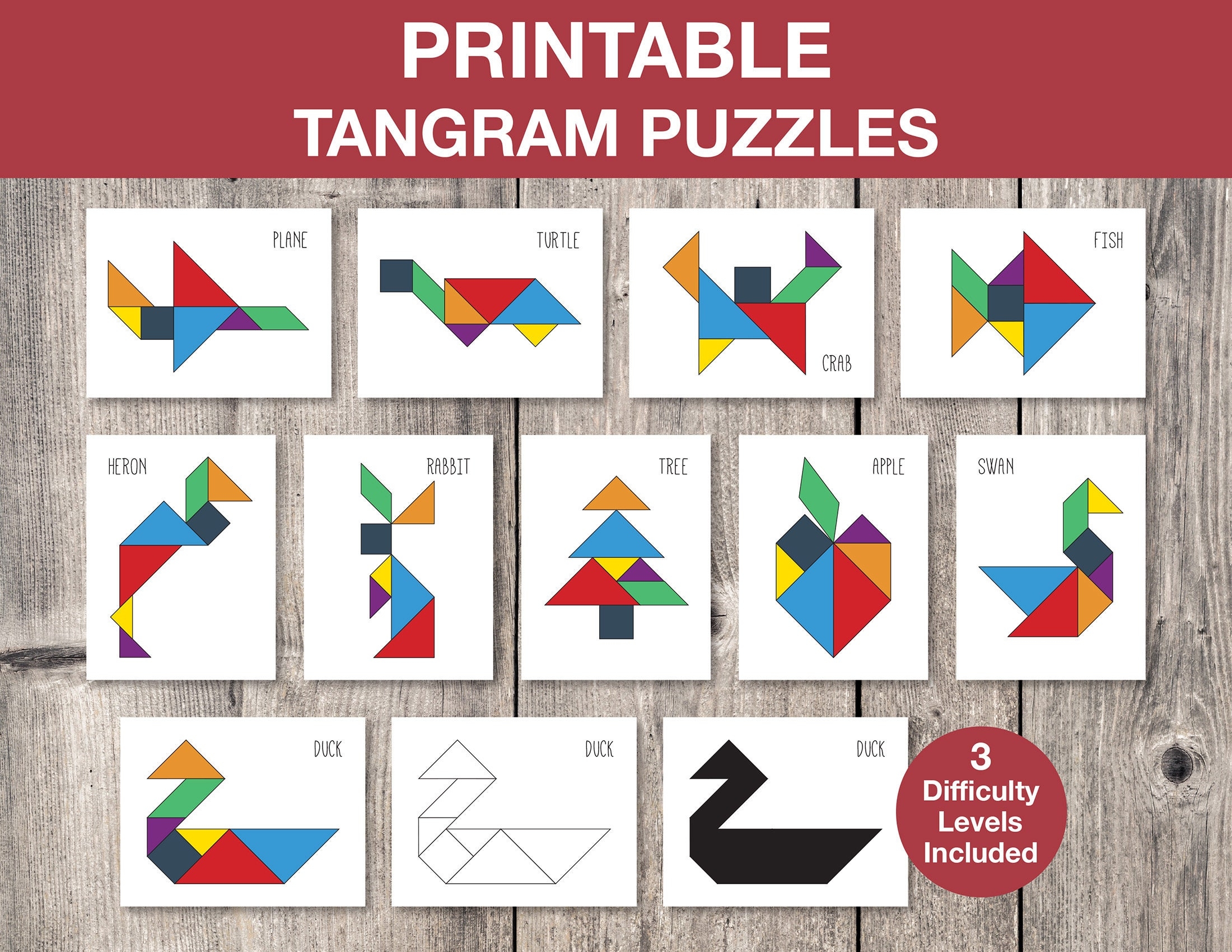 Free Printable Tangram Puzzle Worksheets