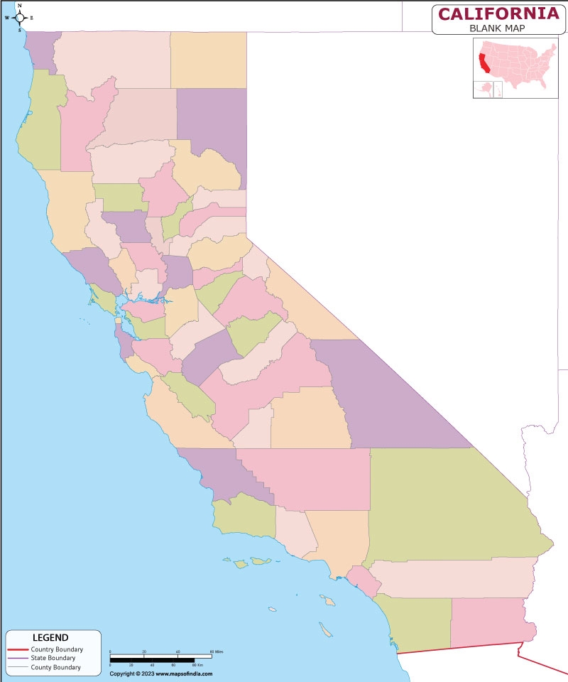 California Blank Map Outline Map Of California