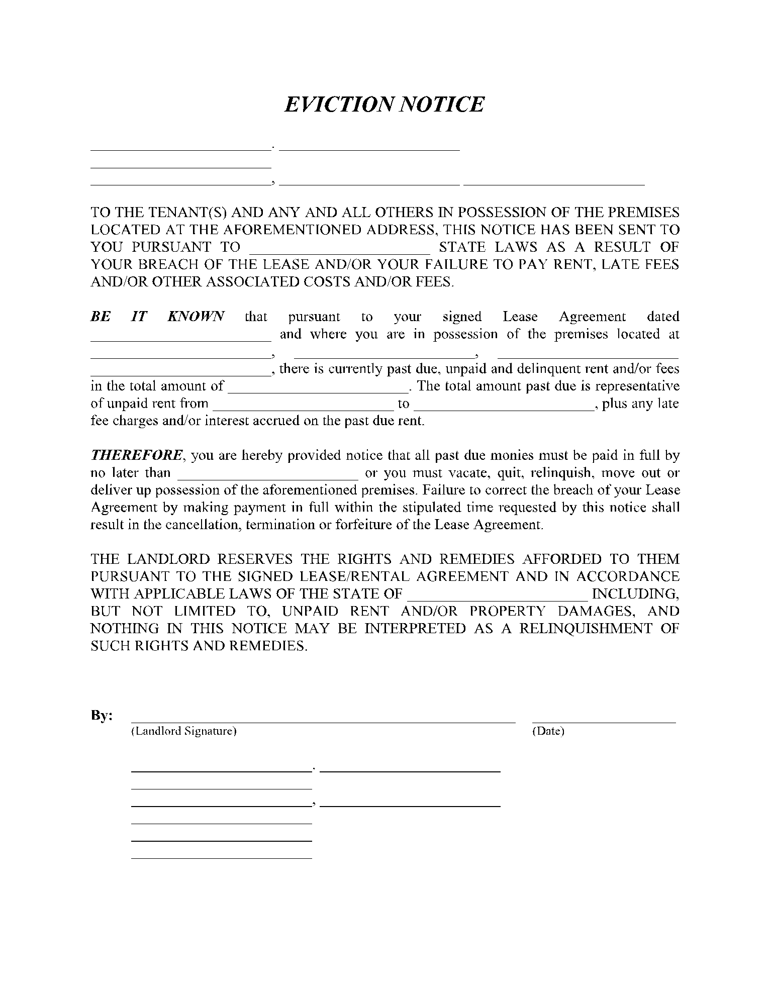 California Eviction Notice Form Free Sample CocoSign