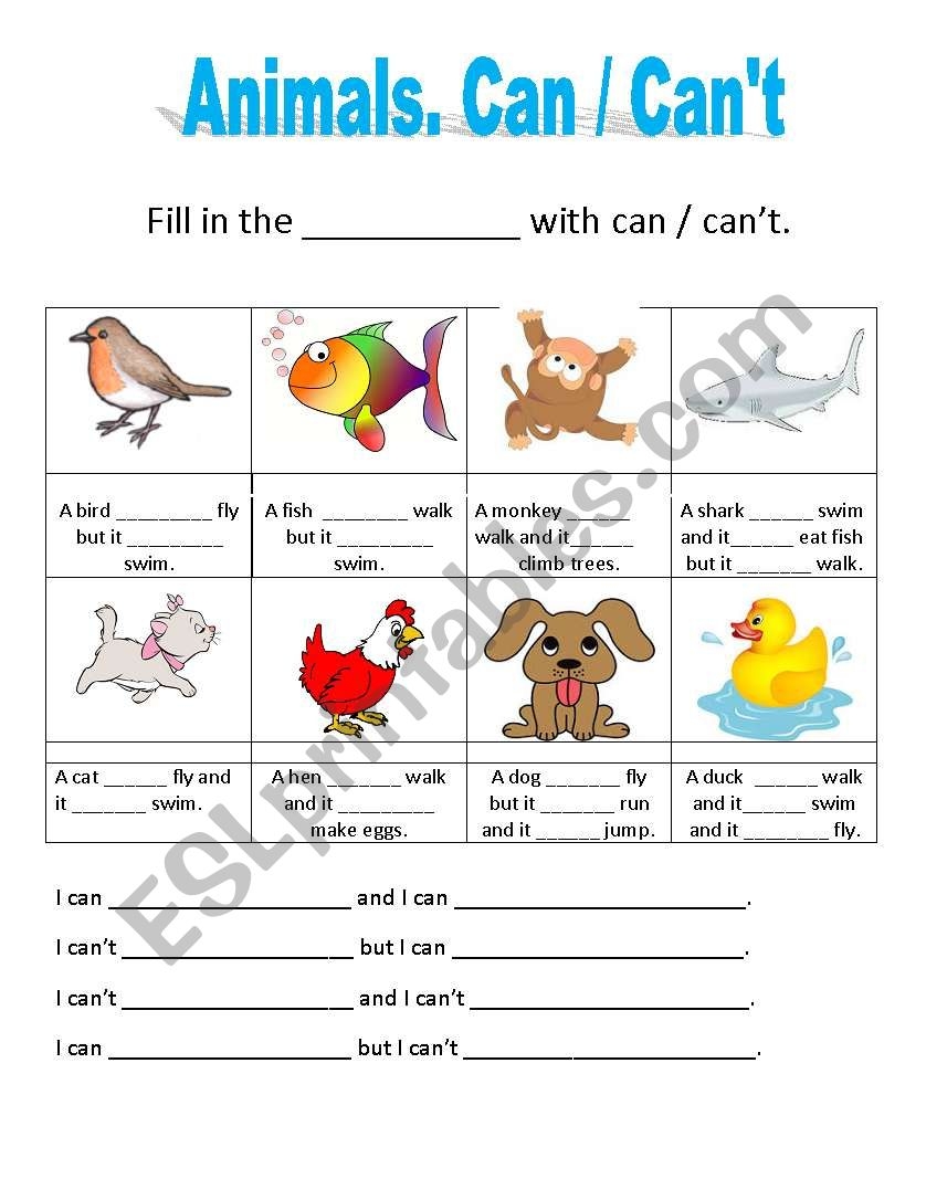 Can Can t ESL Worksheet By Teachertonyinchina Worksheets Library