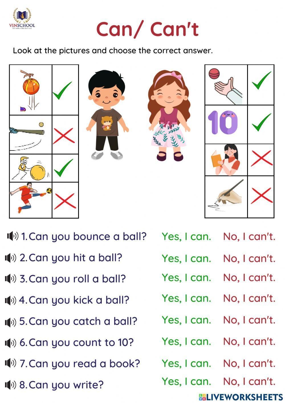 Can Or Cant Worksheet For Kindergarten Live Worksheets Worksheets Library