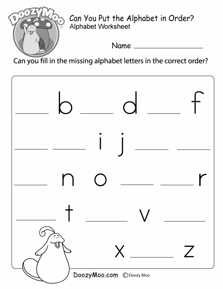 Can You Put The Alphabet In Order Free Printable Worksheet 