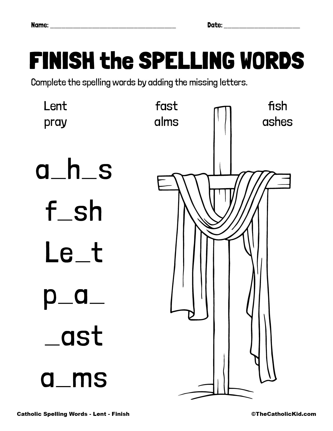 Catholic Spelling U0026 Vocabulary Words Lent Worksheets TheCatholicKid