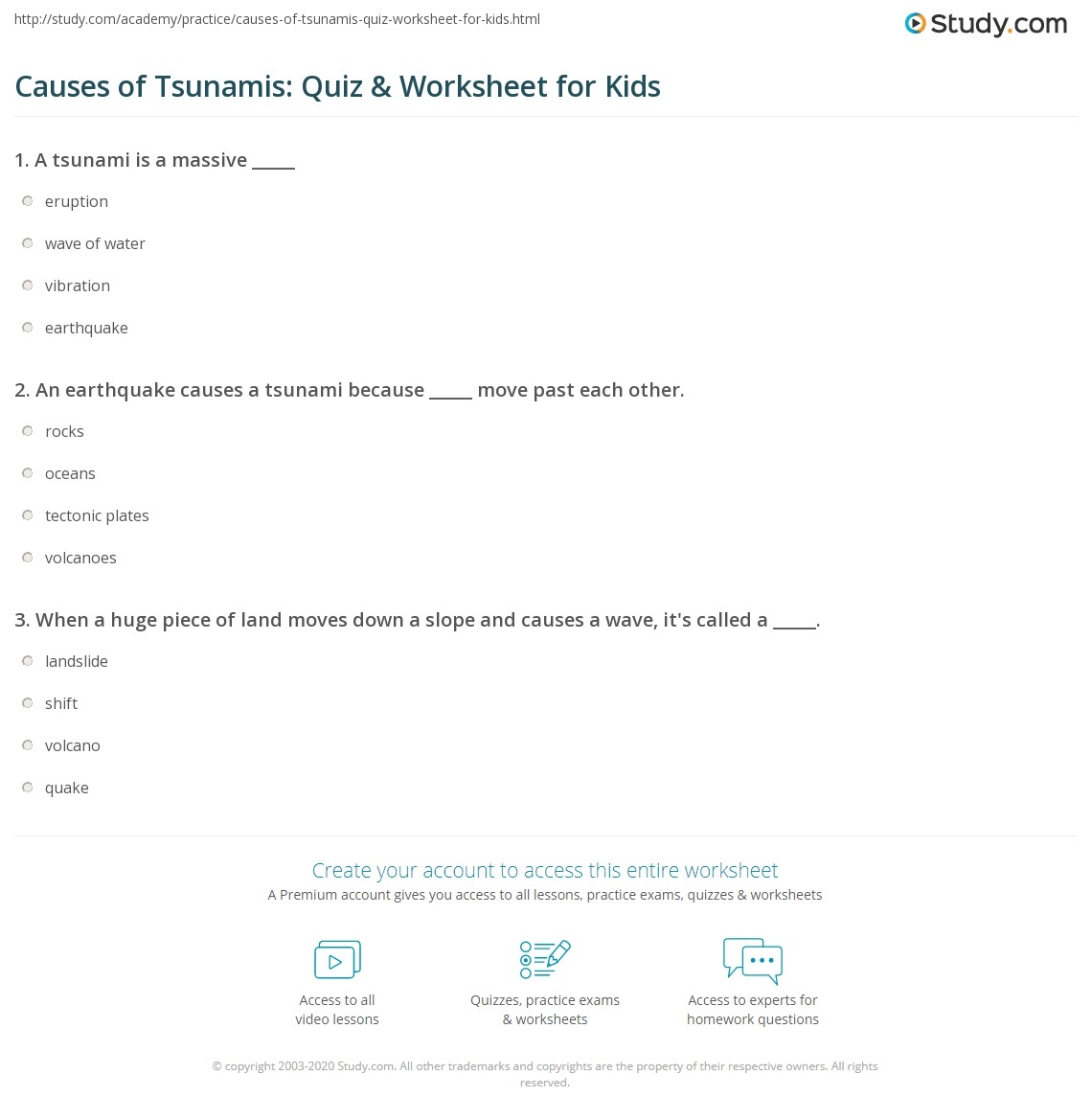 Free Printable Worksheets On Tsunamis