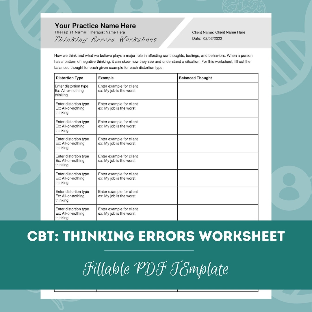 Free Printable Thinking Errors Worksheet