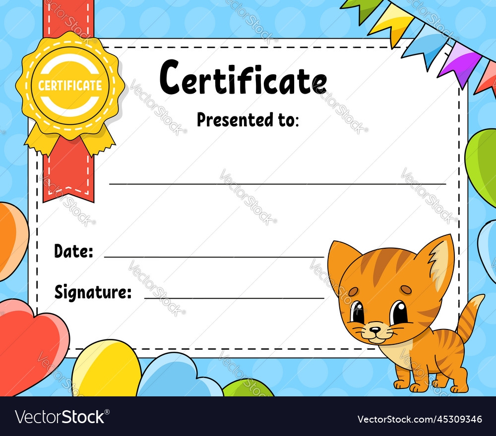 Certificate Template For Kids Colorful School Vector Image