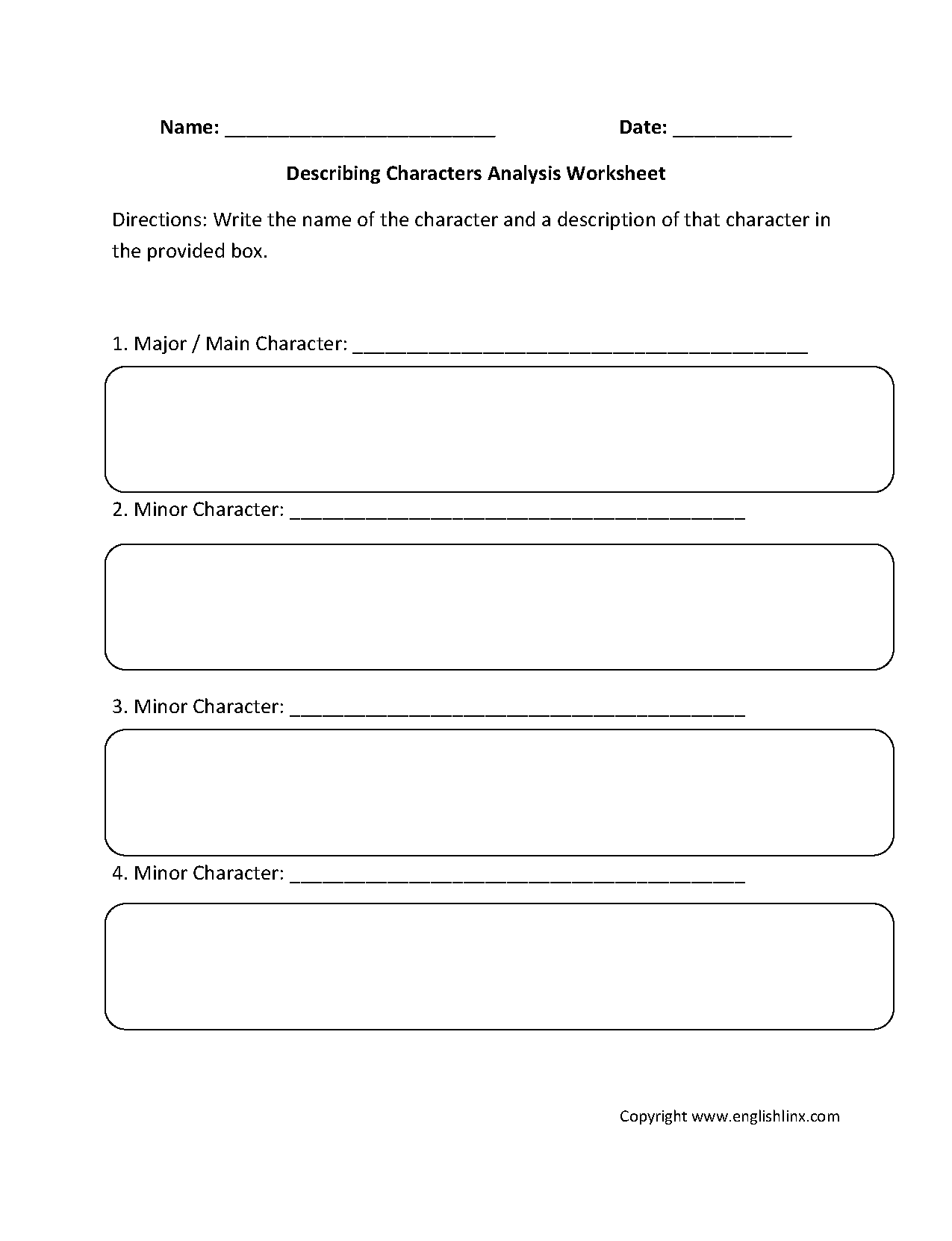 Character Analysis Worksheets Describing Character Analysis Character Analysis Worksheets Describing Character Analysis