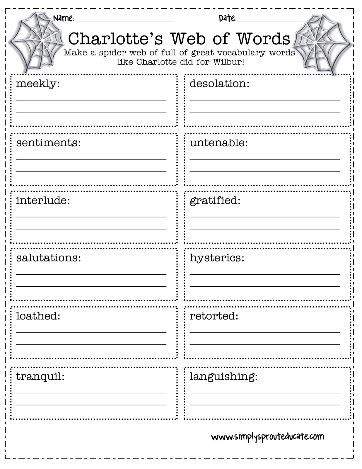Charlottes Web Of Words Simply Sprout Worksheets Library Charlottes Web Of Words Simply Sprout Worksheets Library