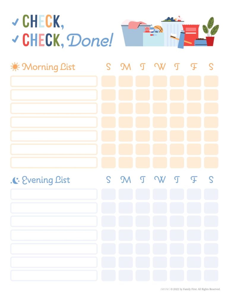 Check Check Done Checklist For Kids Printable Template