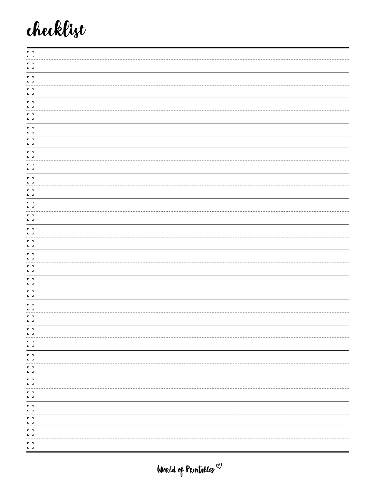 Checklist Template 25 Best Styles World Of Printables