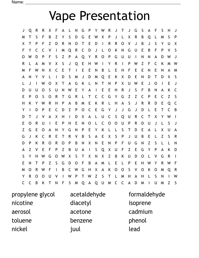Chemicals In Vapes Worksheet WordMint Chemicals In Vapes Worksheet WordMint