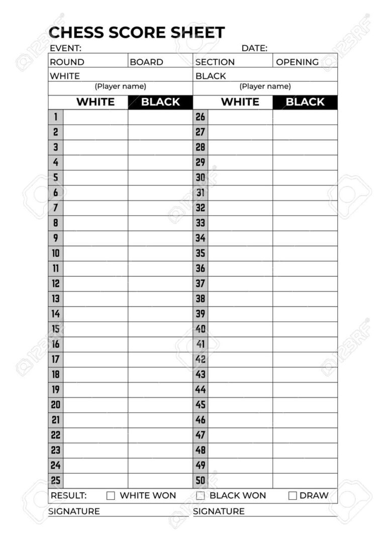 Chess Score Sheets To Record The Game Royalty Free SVG Cliparts Vectors And Stock Illustration Image 178179746 