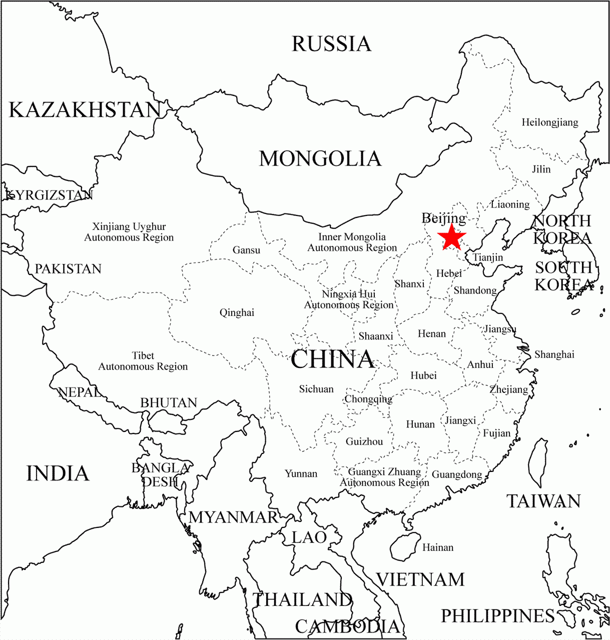 Free Printable Blank Map Of China