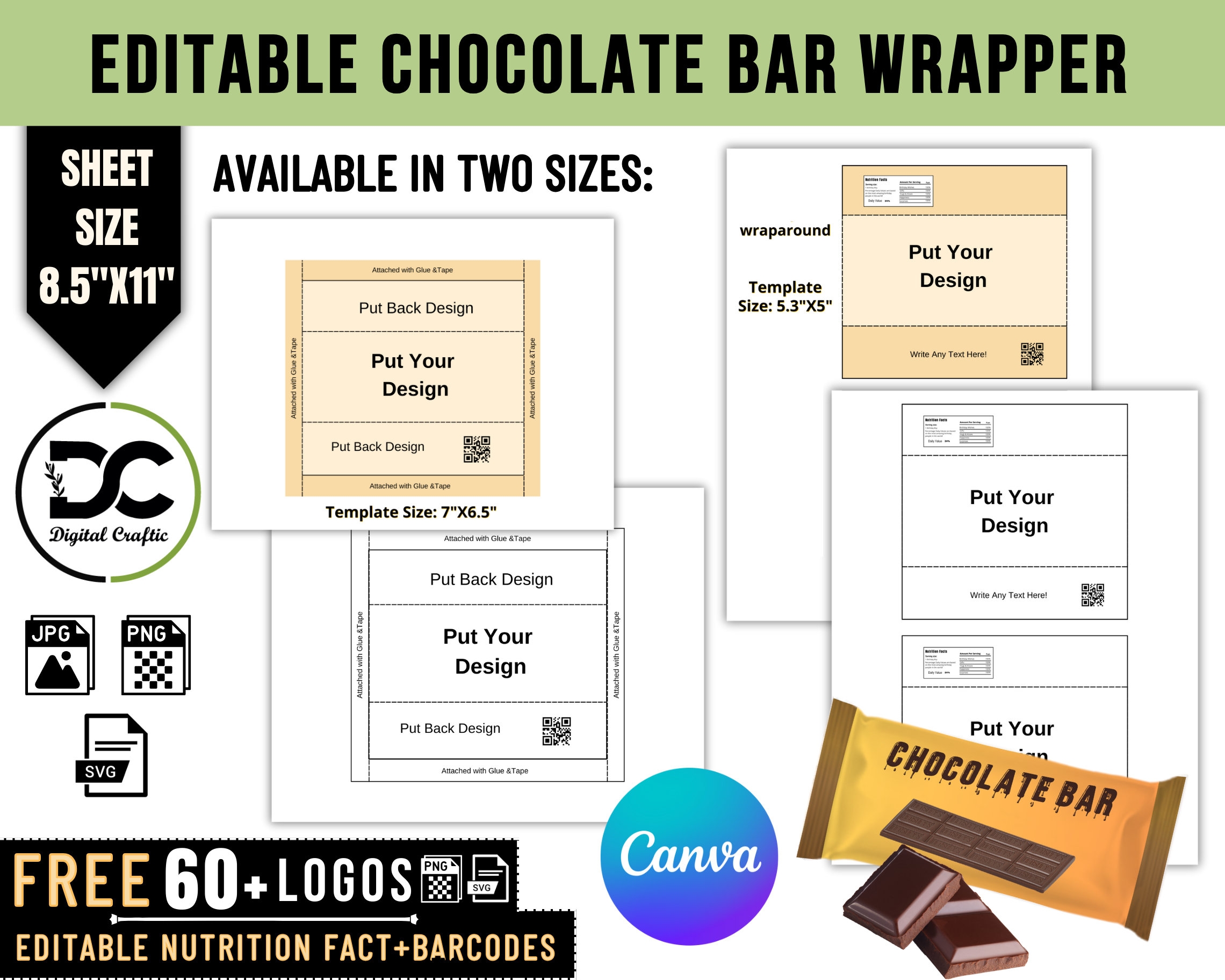 Chocolate Bar Wrapper Template 1 55 Oz Canva Editable Blank Chocolate Wrapper Birthday Label Chocolate Wrapper Label Candy Bar Wrapper Etsy