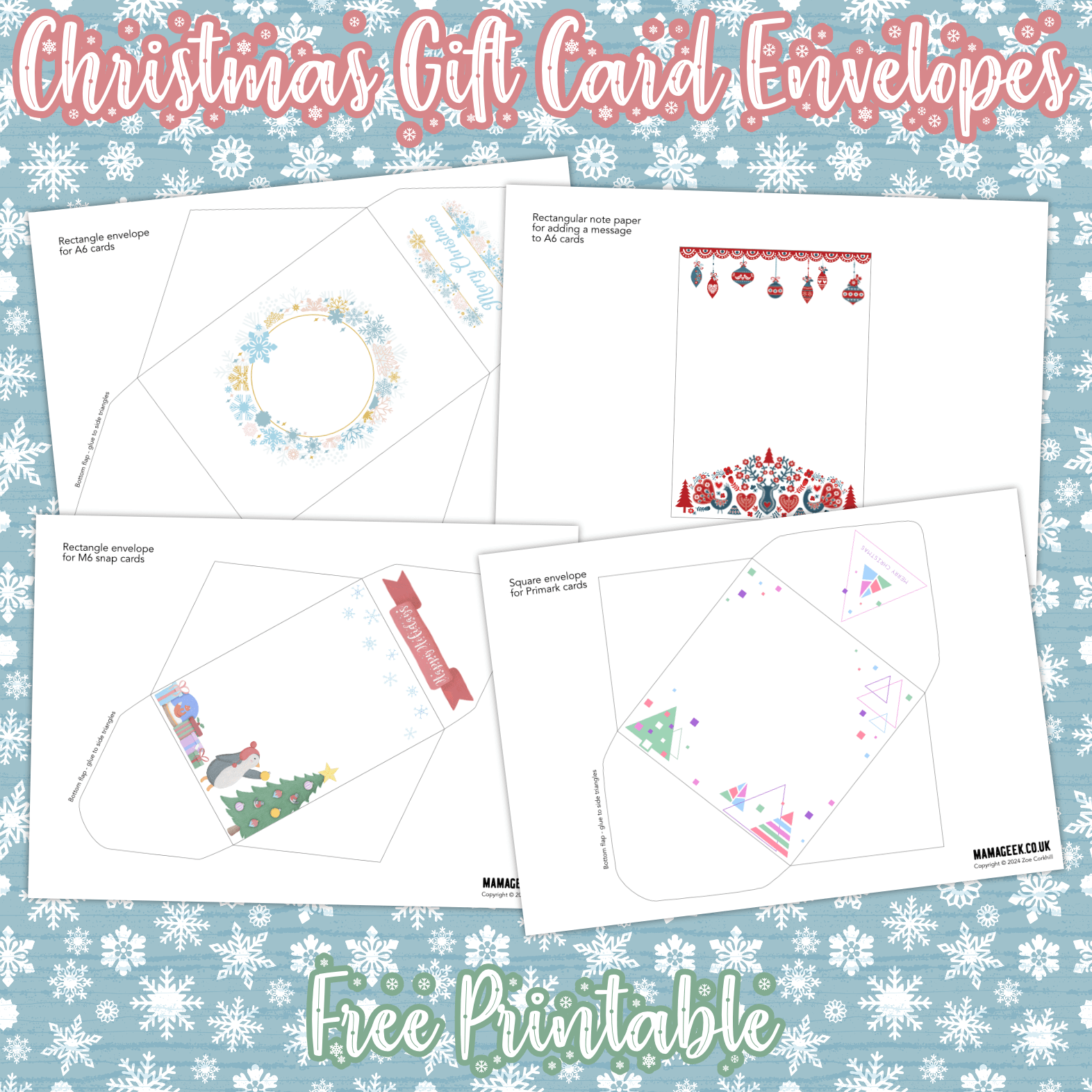 Christmas Gift Card Envelopes Free Printable Mama Geek