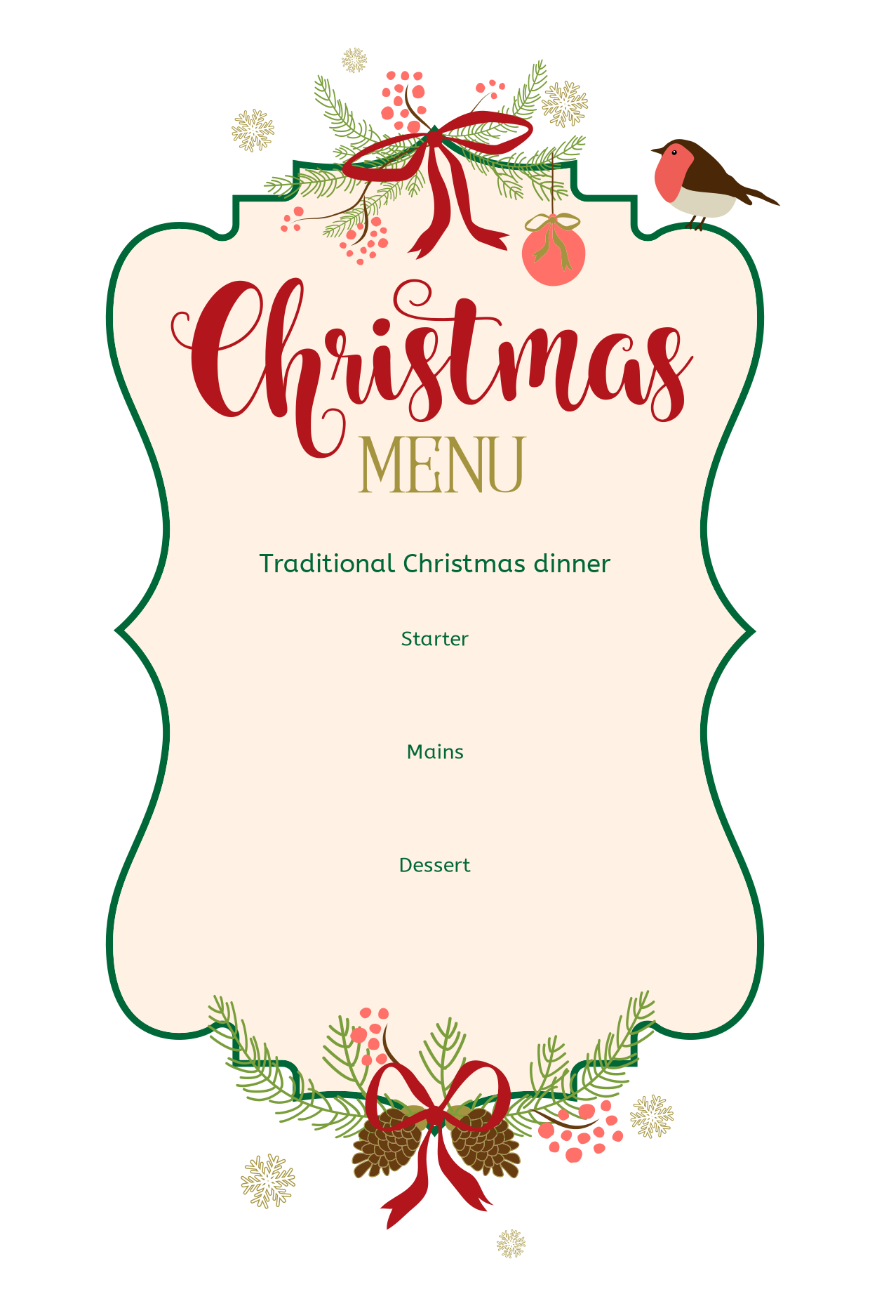 Christmas Menu With Curvy Frame Sign Template Square Signs
