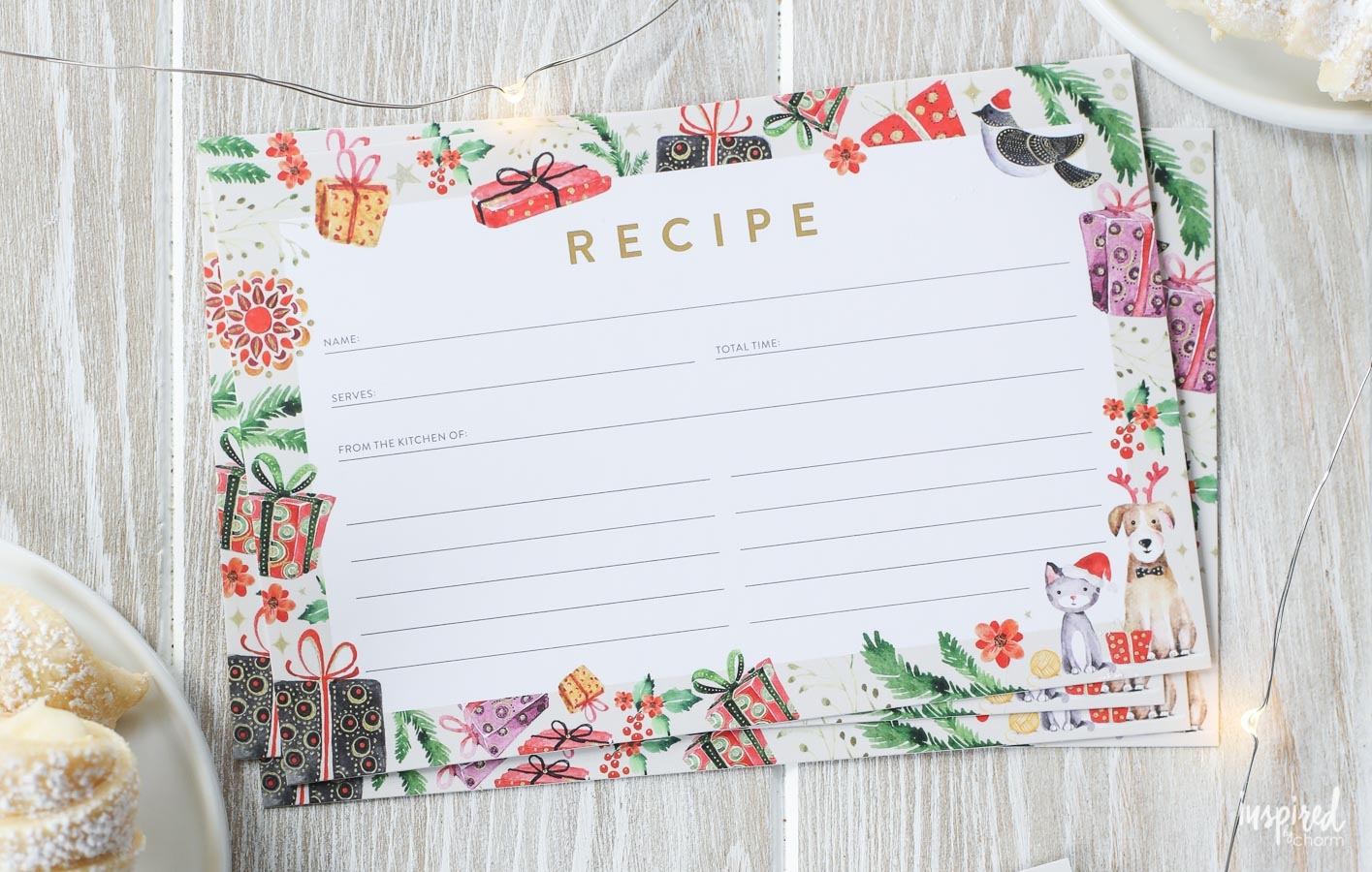 Christmas Recipe Card Printable Holiday Recipe Card Download