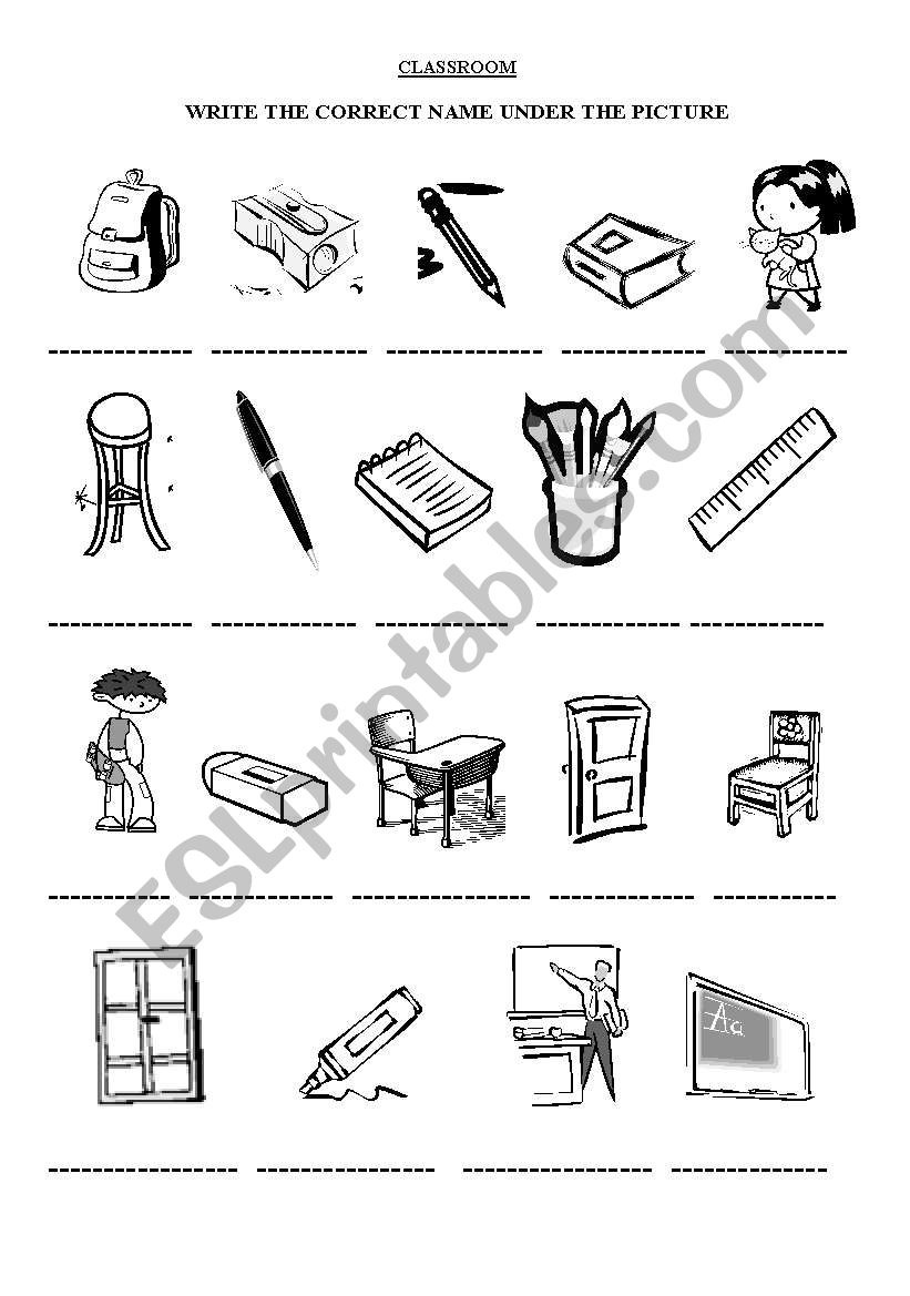 Classroom Objects ESL Worksheet By Erezirena