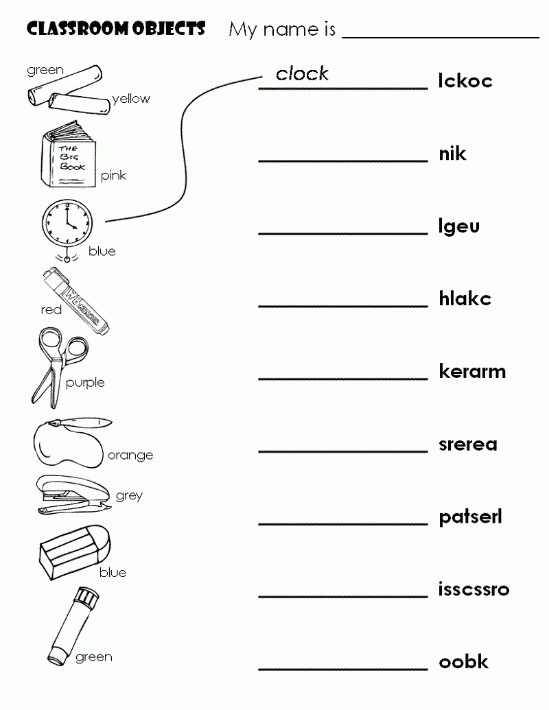 Classroom Objects Worksheet Free Printable Worksheets Made By Worksheets Library