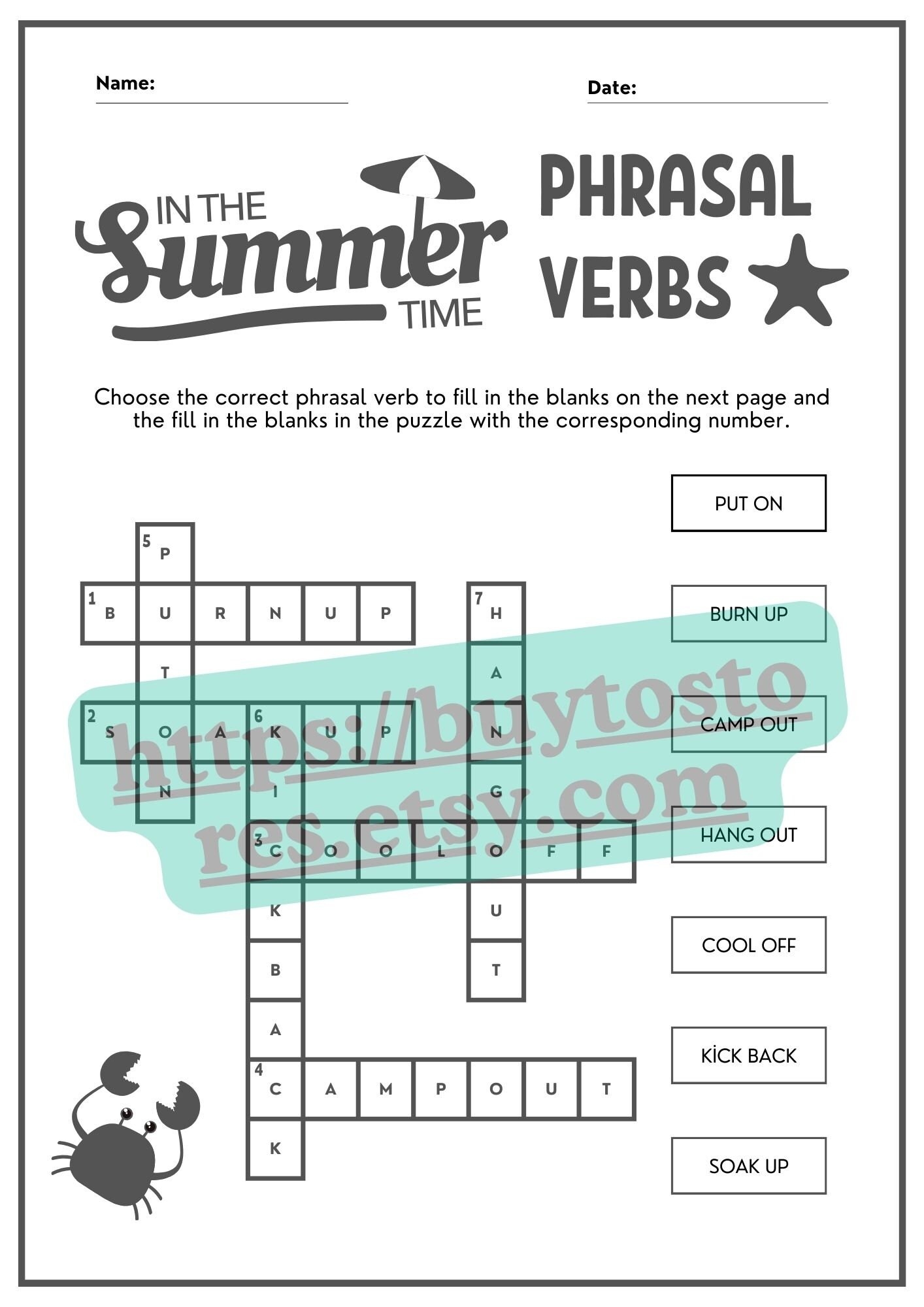 Free Printable Worksheets On Phrasal Verbs
