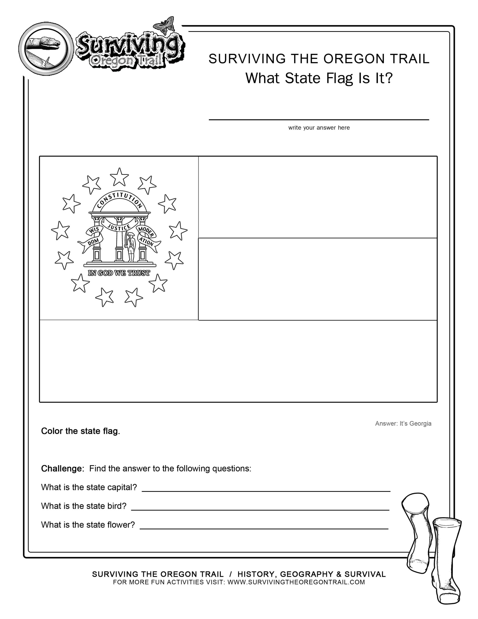 Coloring Page State Flag Georgia Printable Worksheet Surviving The Oregon Trail