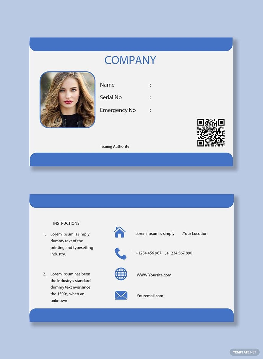 Company Blank ID Card Template In Pages Word Publisher PDF 