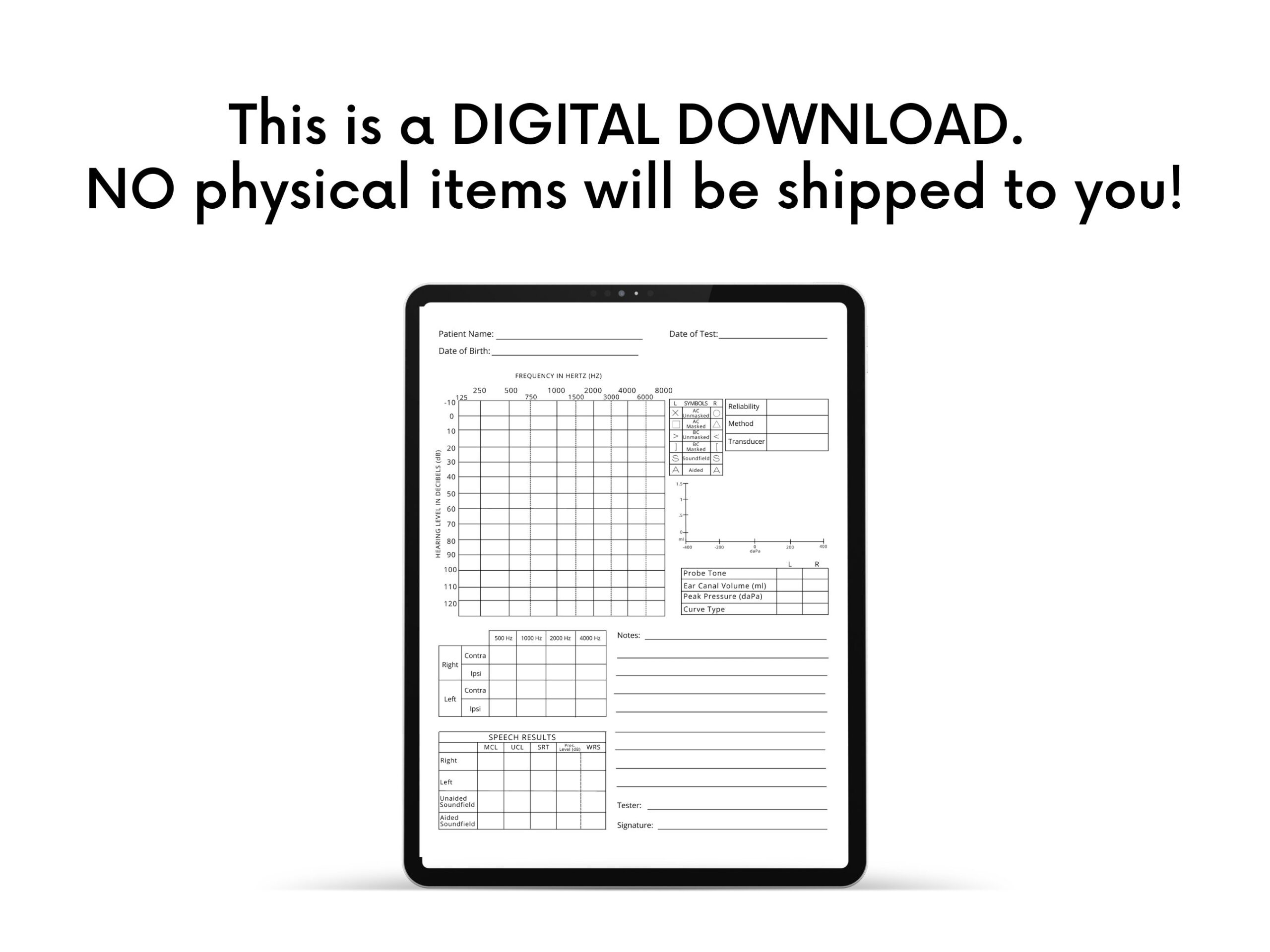 Complete Hearing Test Printable Audiology Audiology Forms 