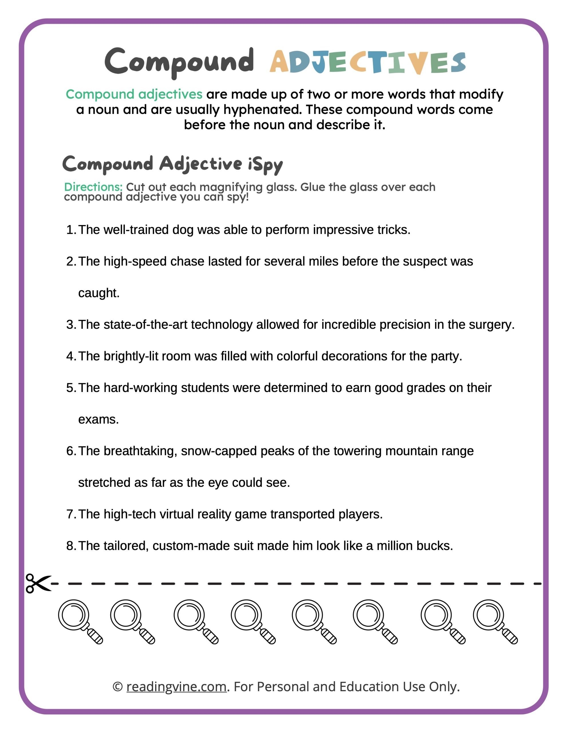 Compound Adjectives Worksheets ReadingVine Compound Adjectives Worksheets ReadingVine