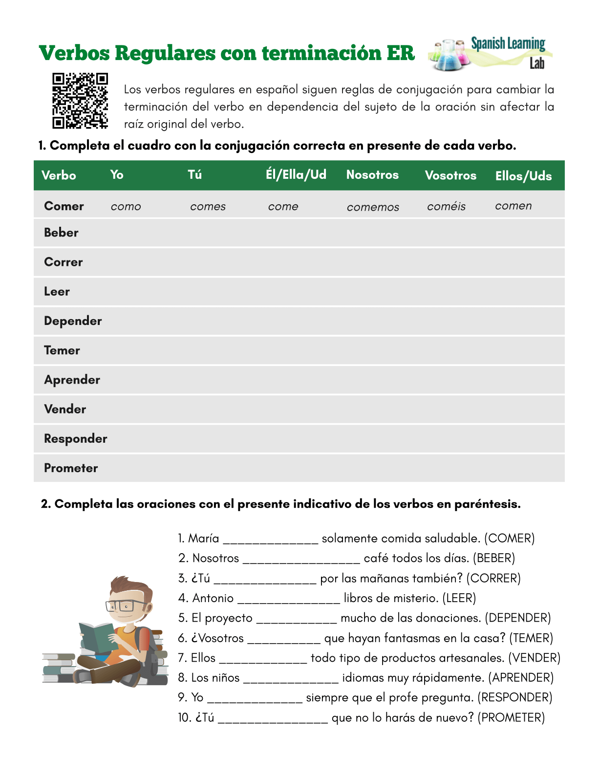 Free Printable Worksheets For Er Verba