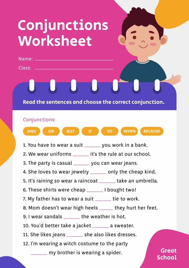 Free Printable Worksheets On Conjuctions