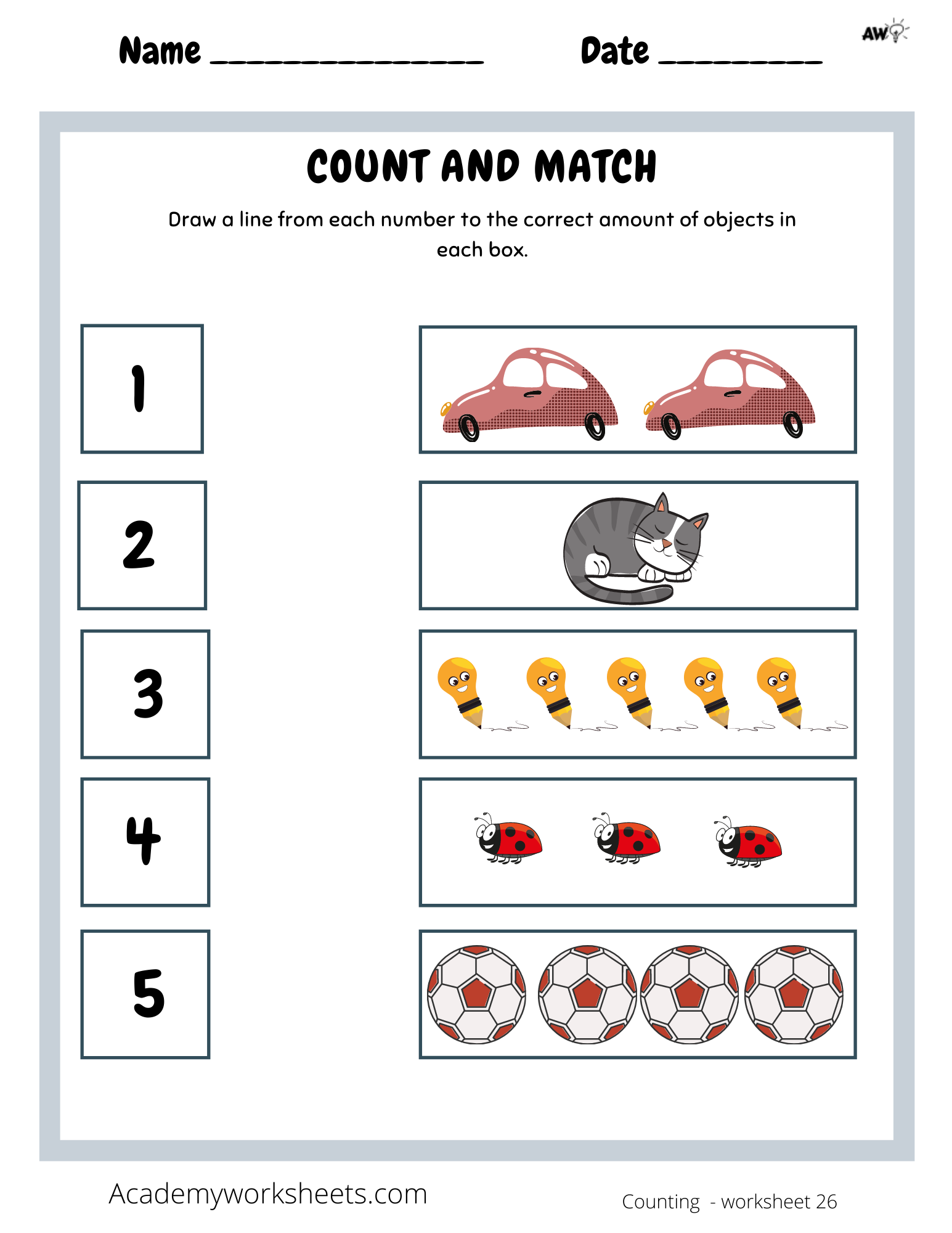 Count And Match Numbers 1 5 Worksheets Academy Worksheets