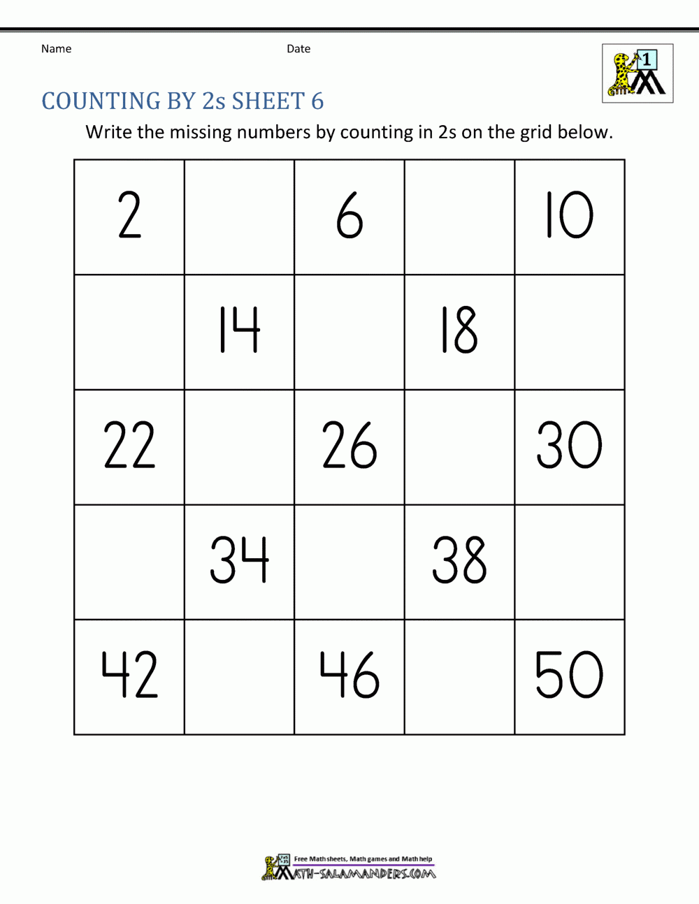 Counting By 2s Worksheets