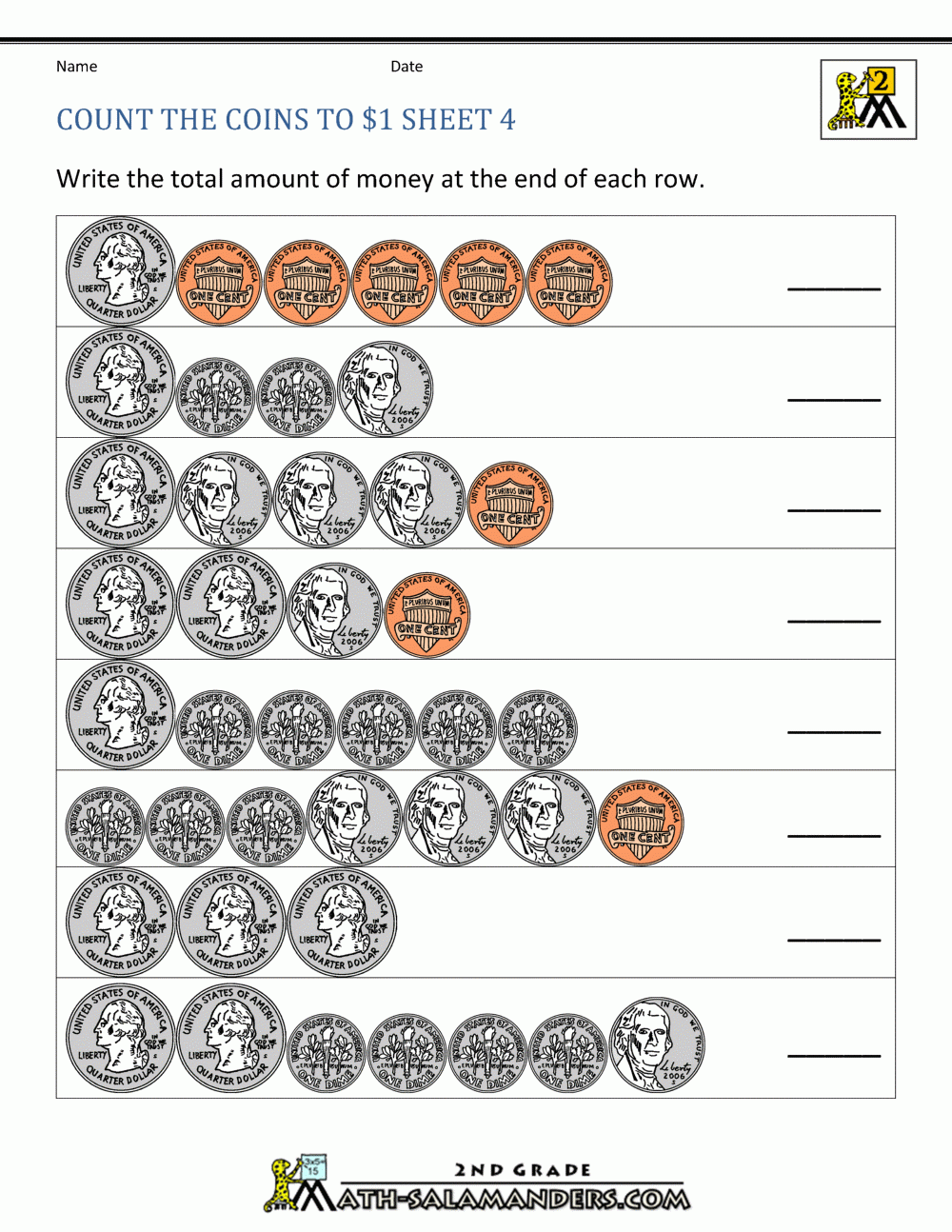 Free Printable Us Coins Worksheets