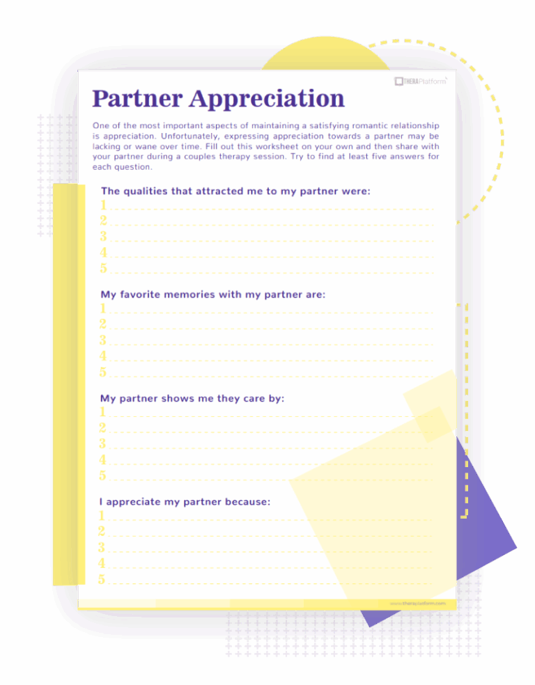 Couples Therapy Worksheets