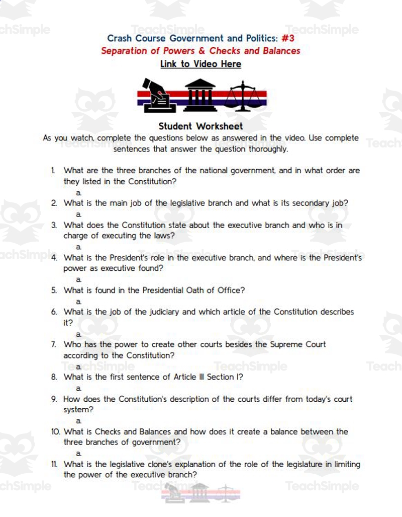 Crash Course Government And Politics 3 Separation Of Powers 