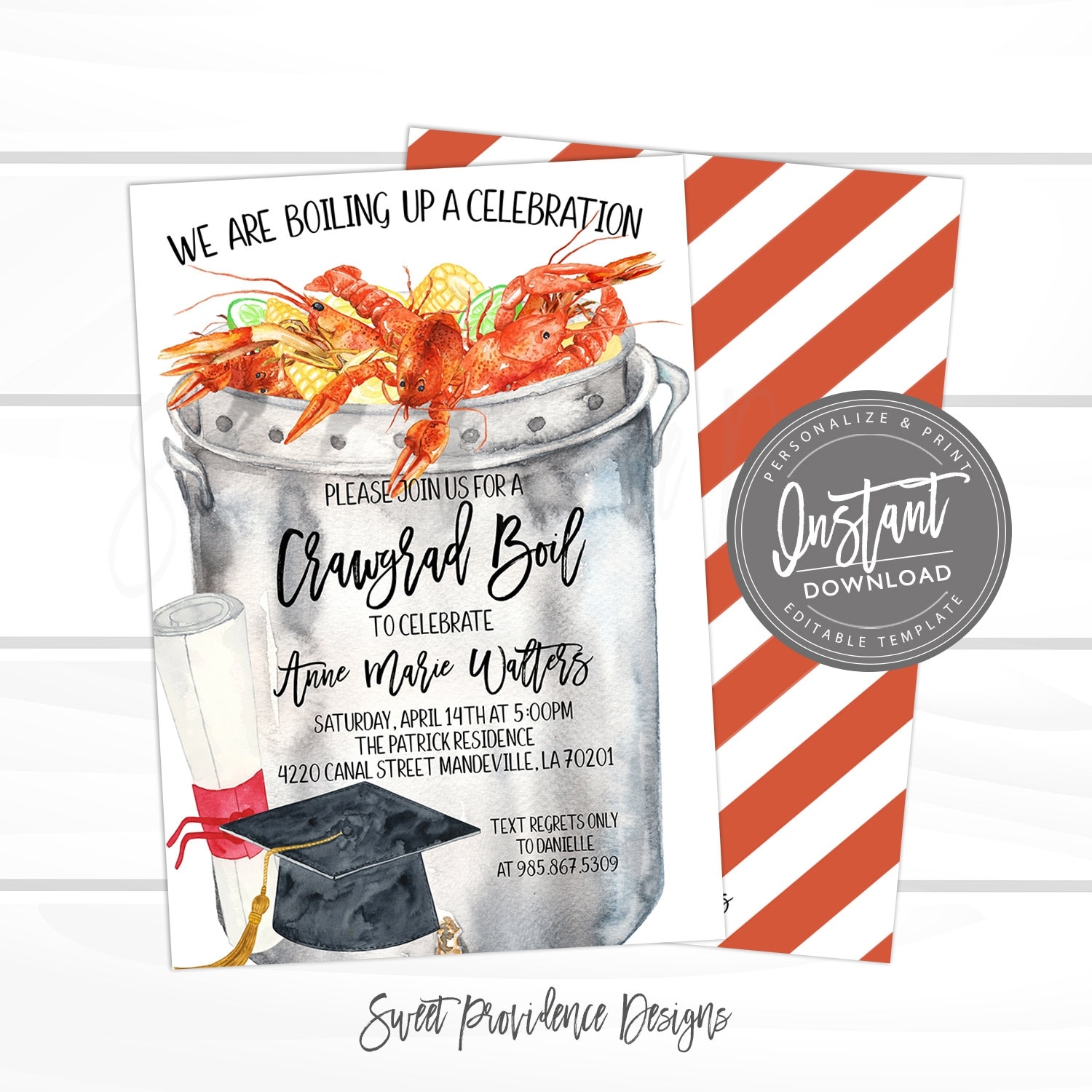 Crawfish Boil Invitation Graduation Party Crawfish Boil Invitation Editable Crawgrad Boil Invite Class Of 2025 Instant Access Etsy