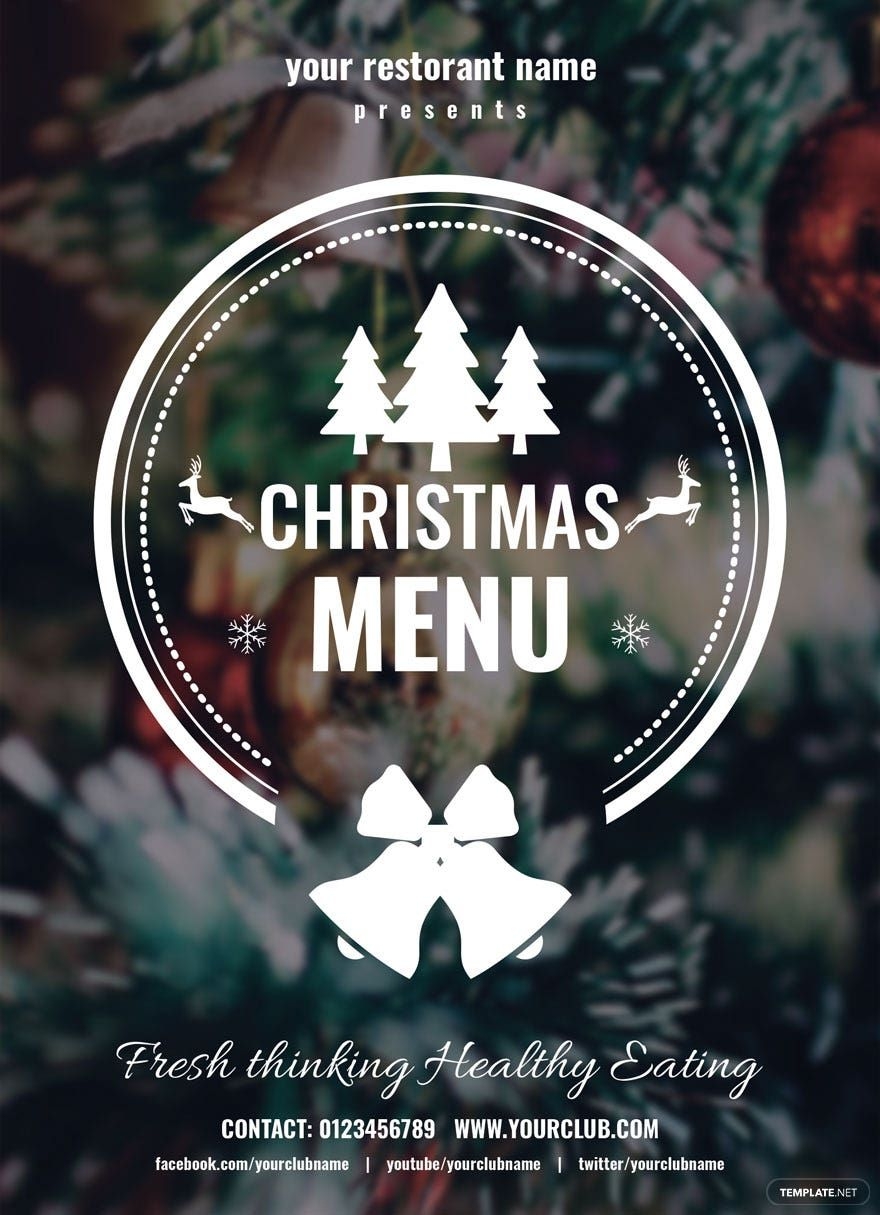 Creative Christmas Menu Template In PSD Pages Publisher Word 